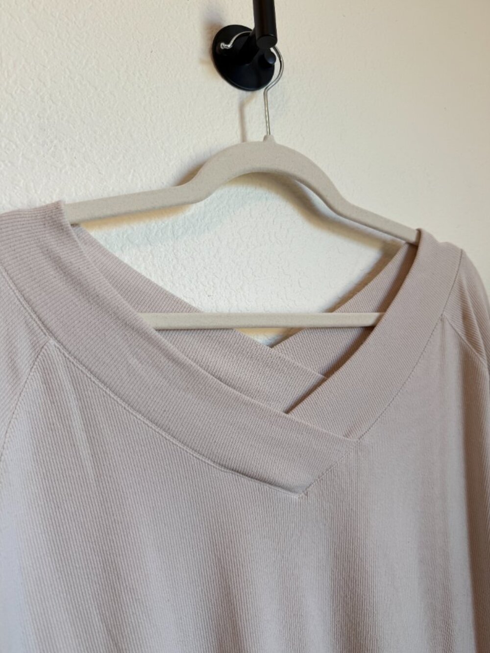 Soft Surroundings XL Asymmetrical Tunic Top Beige Pima Cotton Modal Ribbed Boho - Picture 5 of 9